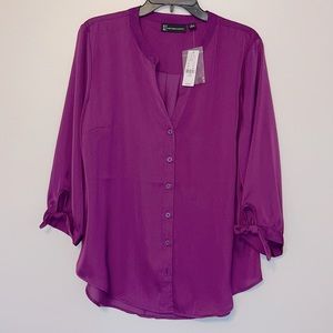 Vibrant NY&C Purple V-neck Blouse NWT